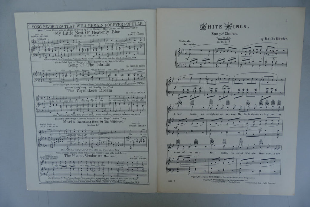 White Wings 1932 by Banks Winter, Edward B. Marks Music Co