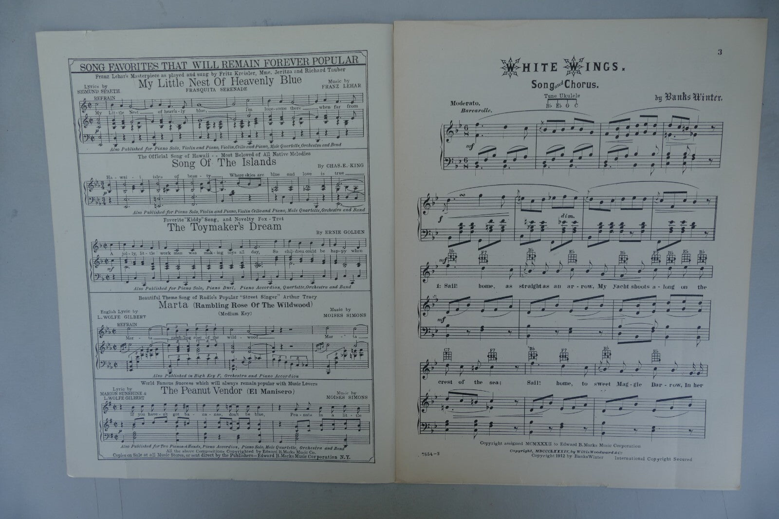 White Wings 1932 by Banks Winter, Edward B. Marks Music Co