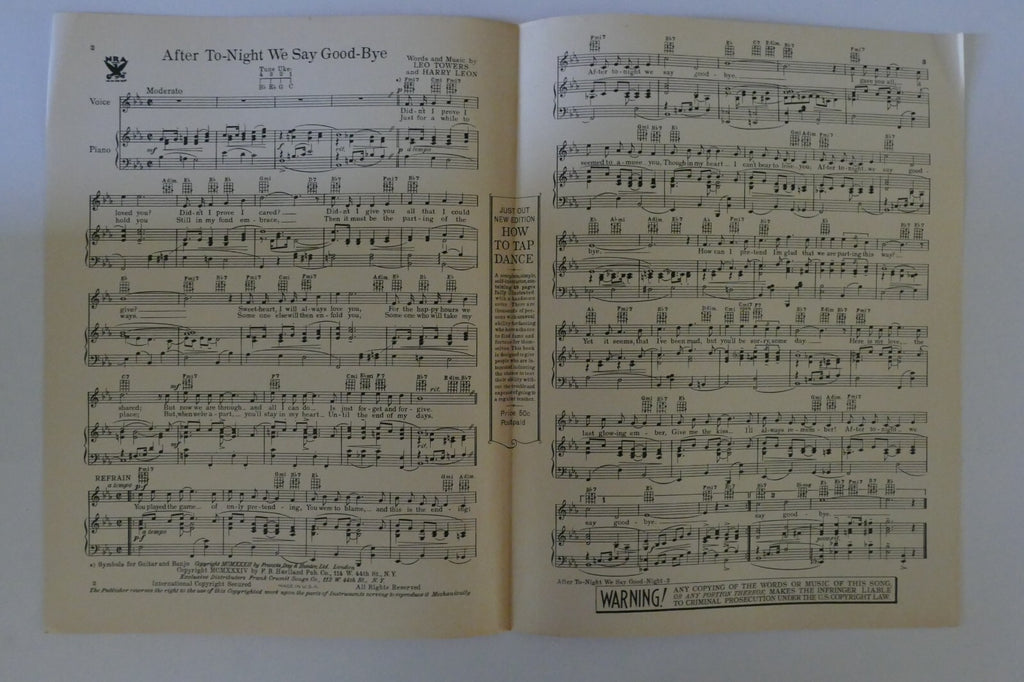 After To-Night We Say Good-Bye, 1934, by Leo Towers and Harry Leon