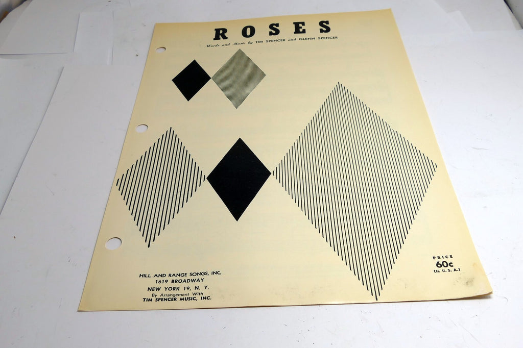Roses Tim Spencer Glenn Spencer  1950  Sheet Music