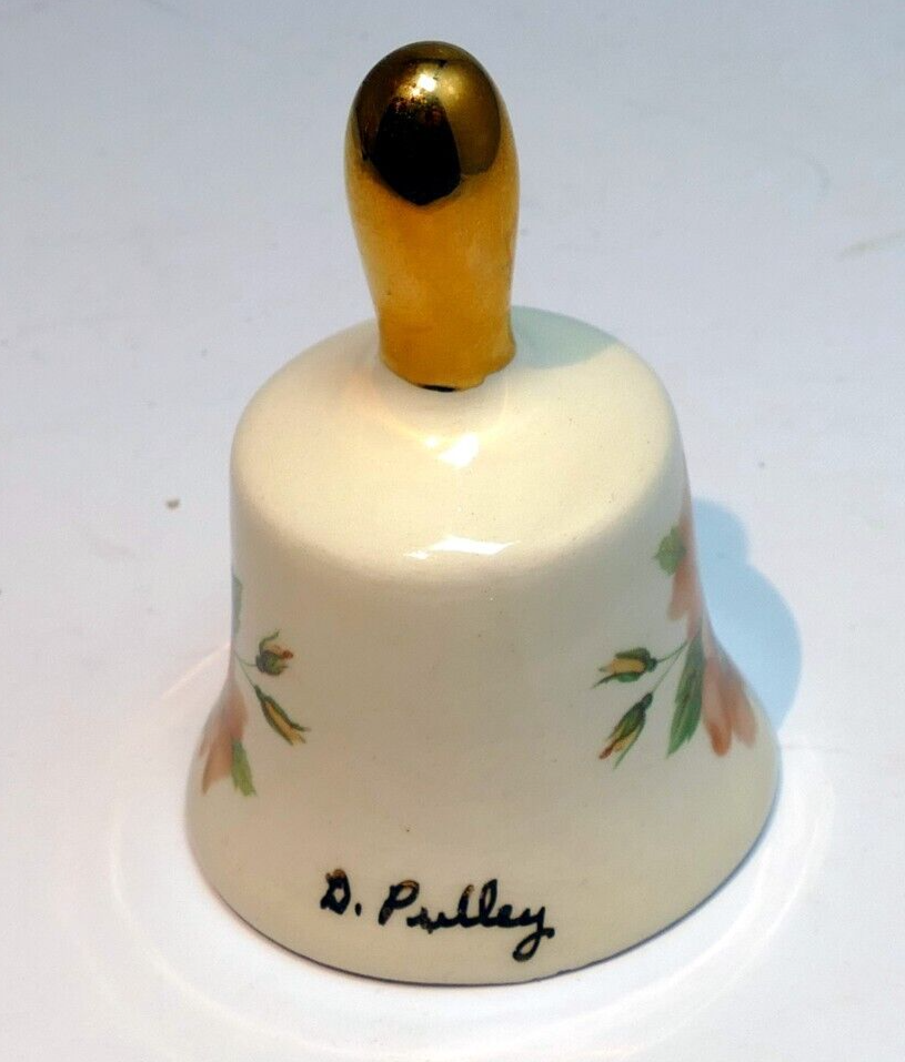 Vintage hand painted nippon porcelain bell d. pulley floral 2.5"