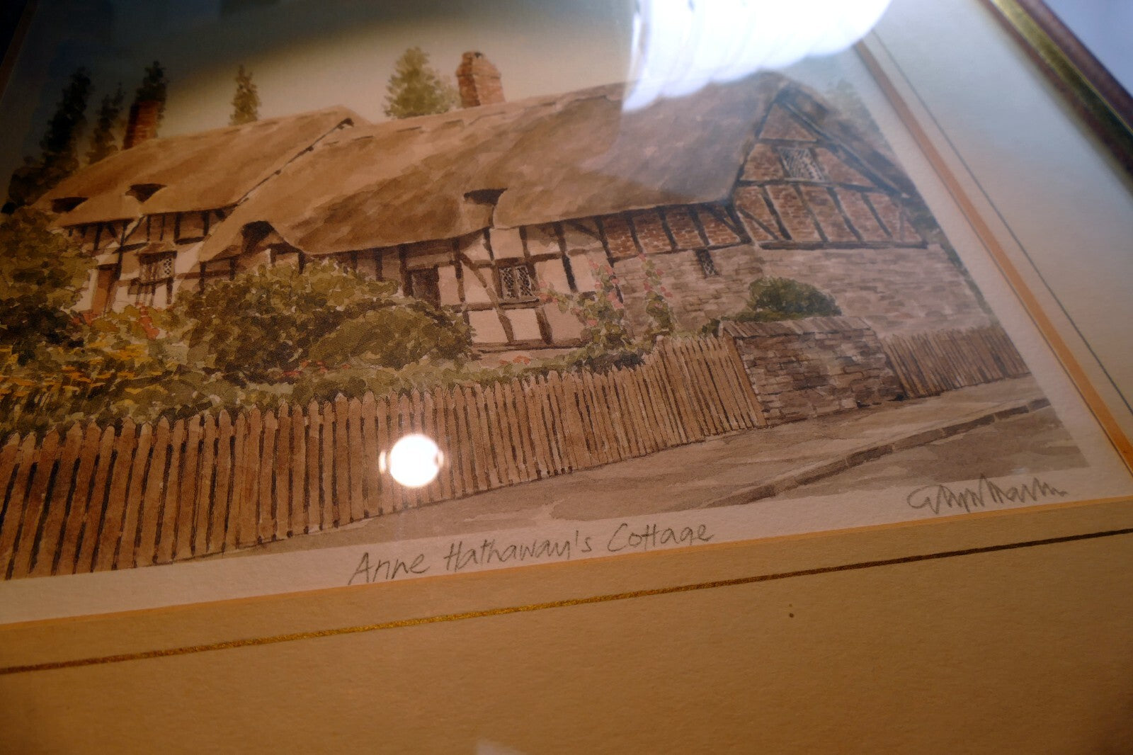 ANN HATHAWAYS COTTAGE - PRINT Glyn Martin Signed Numbered Framed