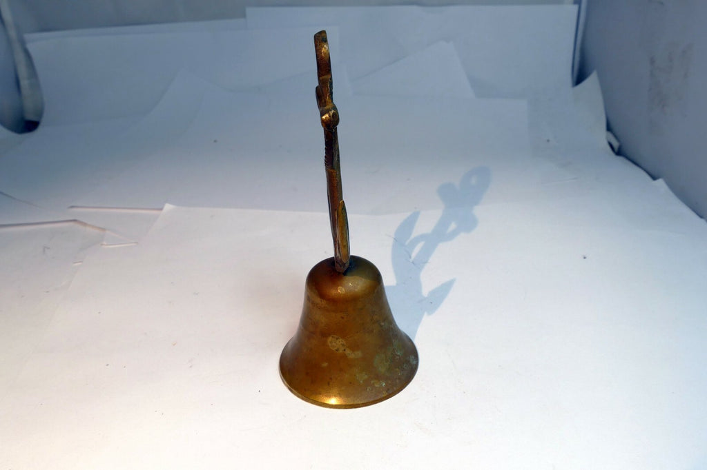 1.5" Solid Brass metal Bell with nautical Anchor missing clapper 