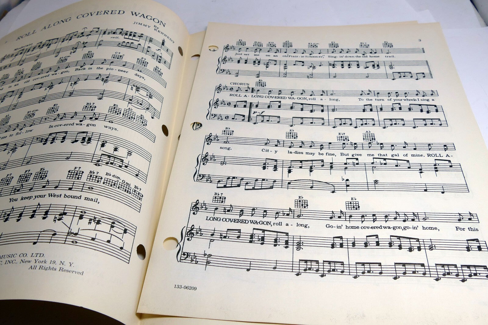 Roll Along covered Wagon Jimmy Kennedy 1962  Sheet Music western