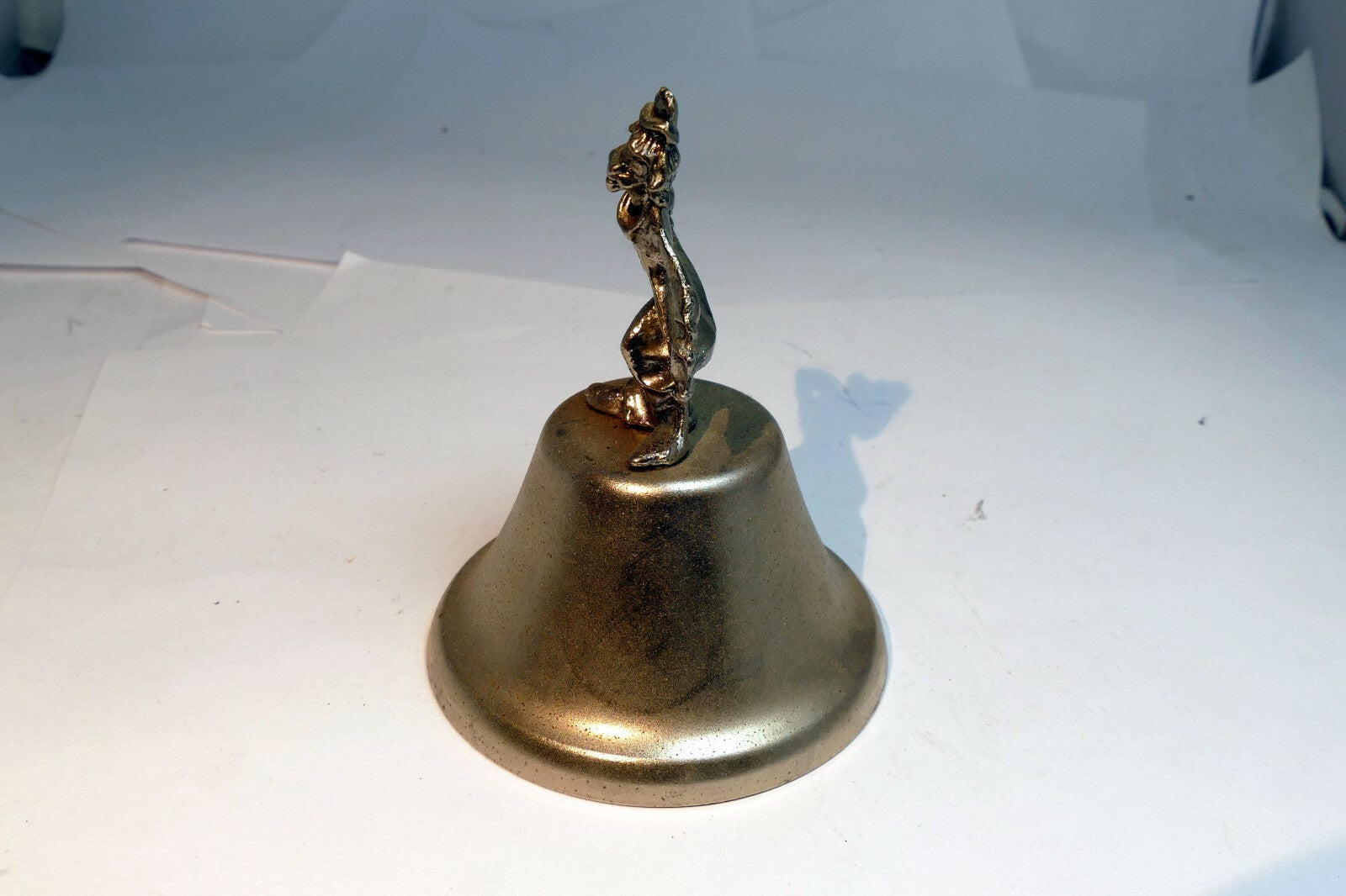 2" metal Bell Diner with clown hand held handle Pewter metal stand