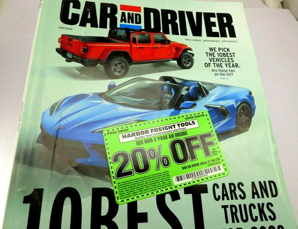 Car and driver january 2020 magazine 10 best vehicles of the year jeep corvette