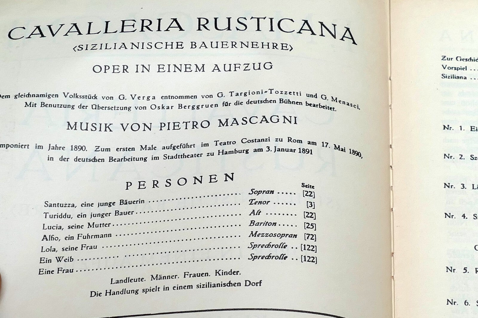 Cavalleria rusticana oper musik von mascagni 1945 berlin leipzig sheet music