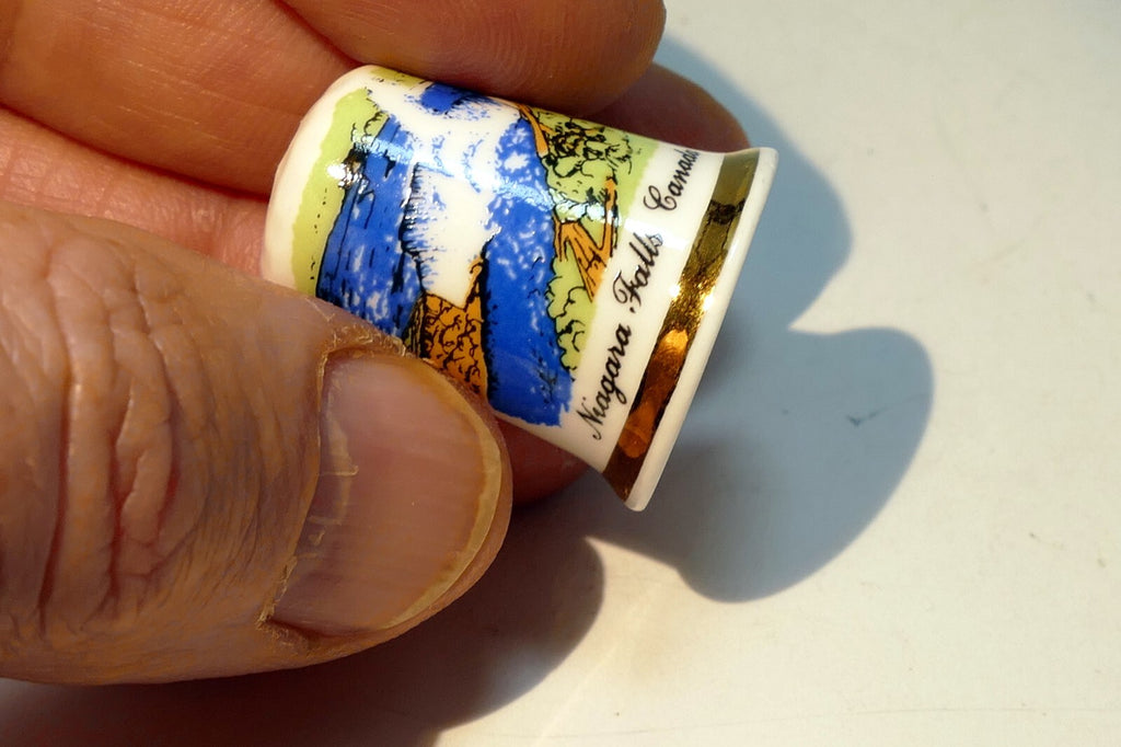 Porcelain Thimble Souvenir Niagara Falls Canada waterfall river