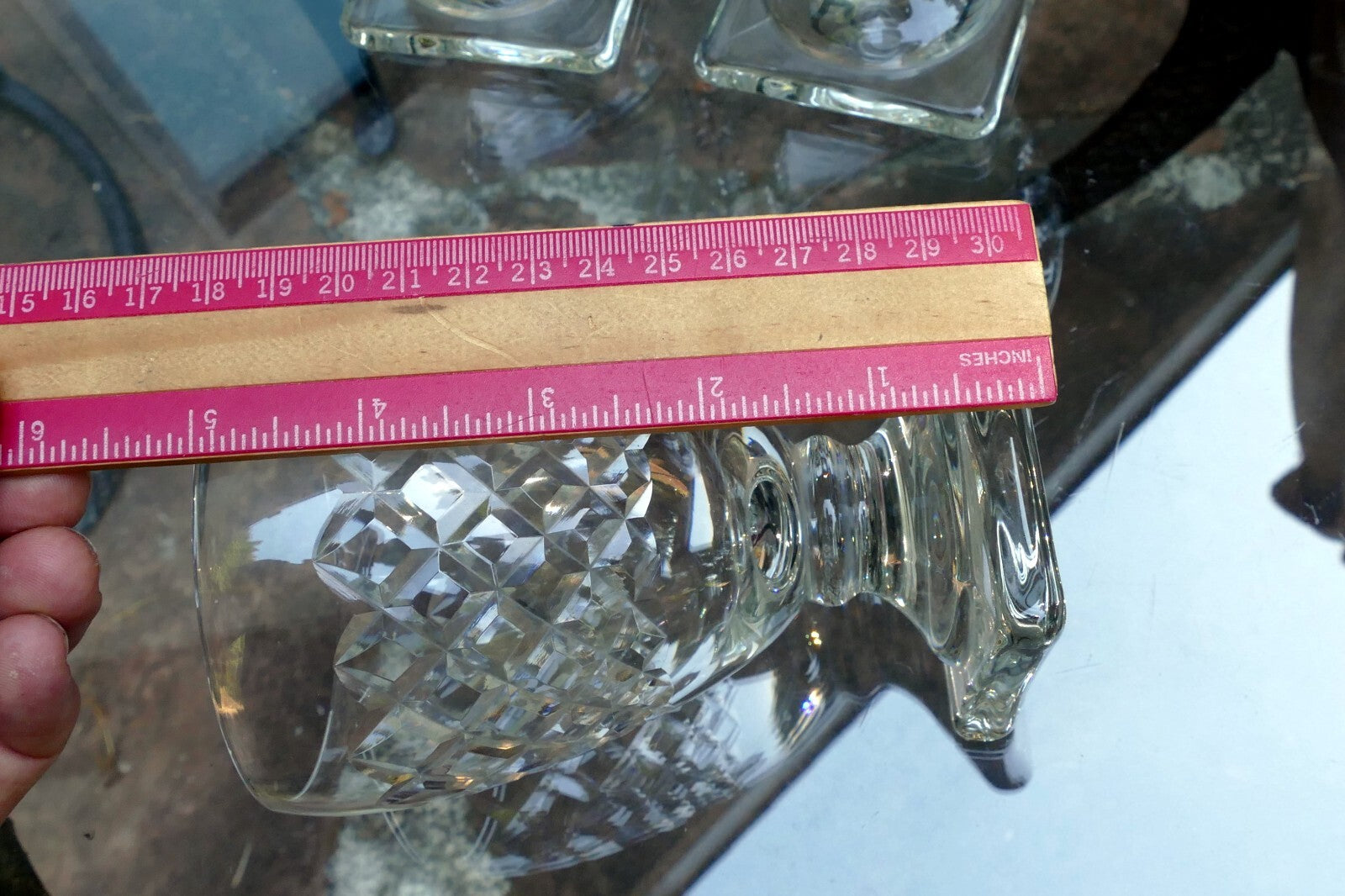 Waterford Goblet Wine Glass Set of 3 lot 5" Tall Square base Diamond