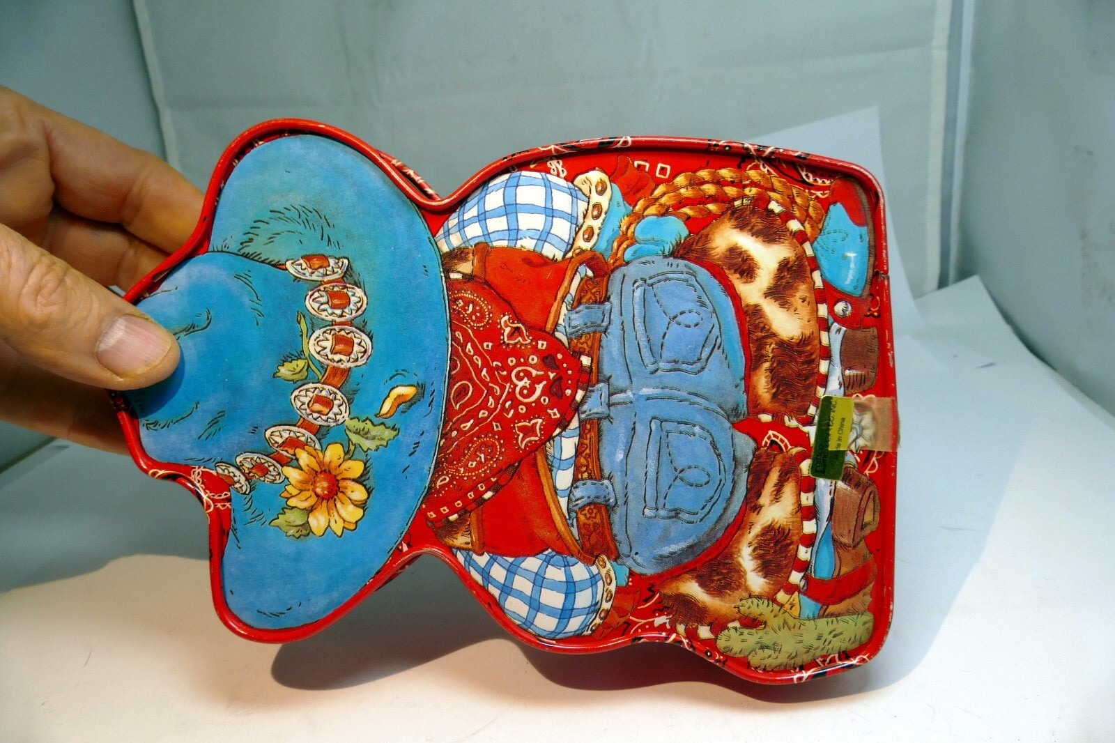 Giftco Tin empty container bear ranger cowboy boy scouts cookies
