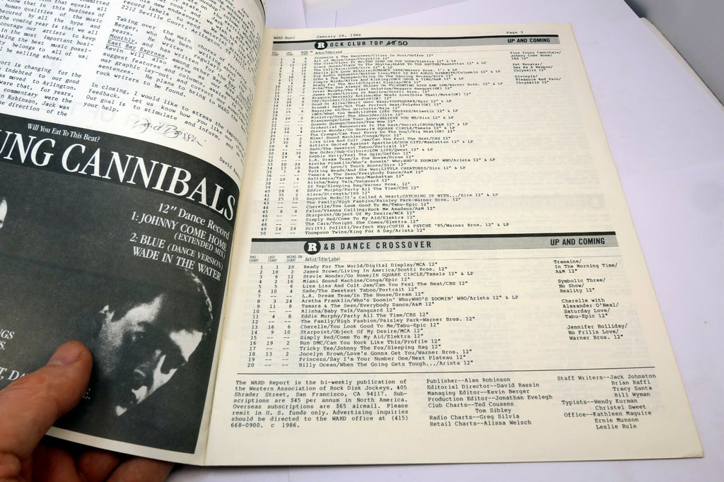 Ward Report January 1986 Best Radio New on  Rock Charts Year of the Dance