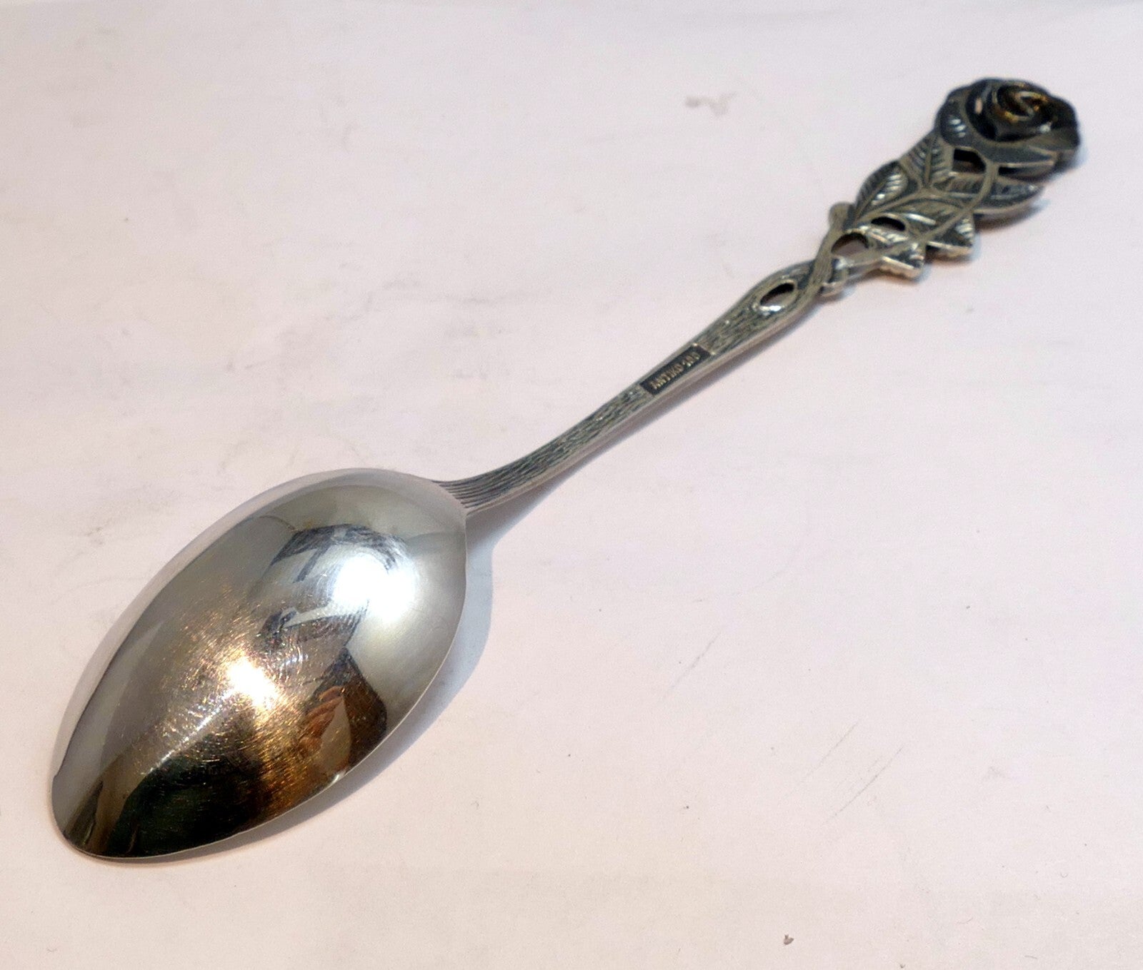 Silver plate antico 100 tea spoon silverware rose design floral