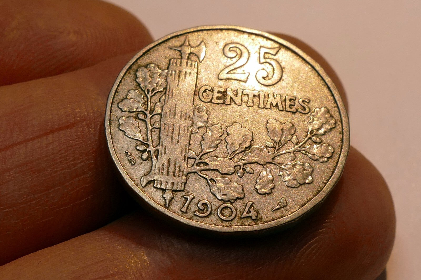 1904 France French 25 Centimes Ceres Fasces Coin