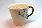 Belleek Ireland Shamrock Basket Weave Coffee Tea Mug Cup  Ivory china