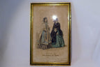 French Antique 1843 Hand coloured engraving Petit Courier des Dames Modes Paris