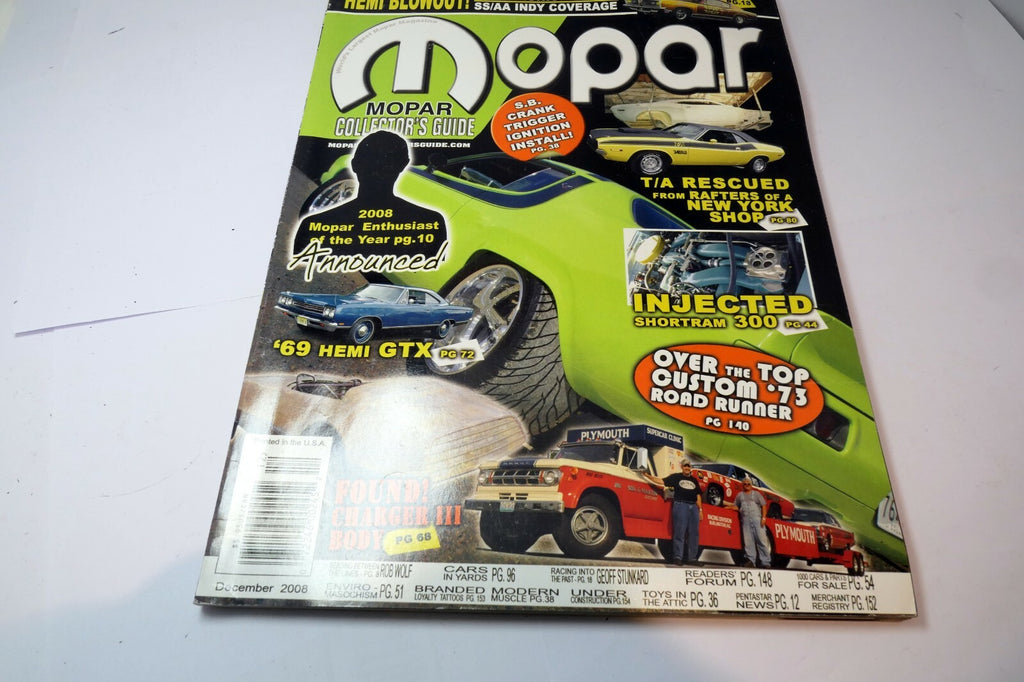 MOPAR Collector's Guide Magazine December 2008 Charger III Body ShortRam 300 T/A