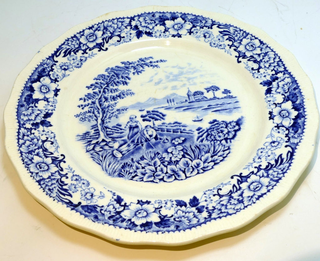 9" "silverdale" serving bowl hanley blue swinnertons england transferware plate