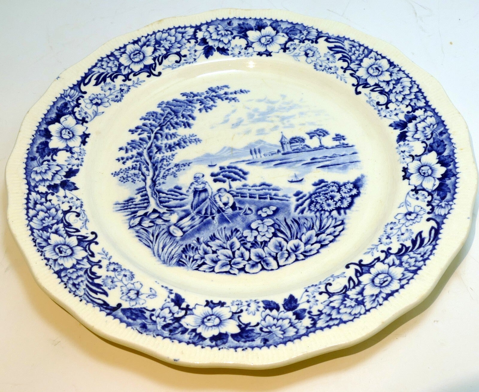 9" "silverdale" serving bowl hanley blue swinnertons england transferware plate