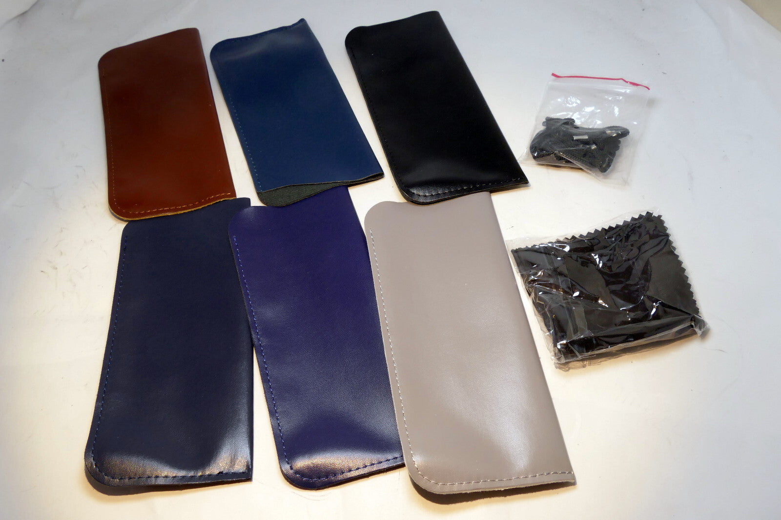 Soft pu leather / suede sunglasses case eyeglasses   pack of 6 lot multi color