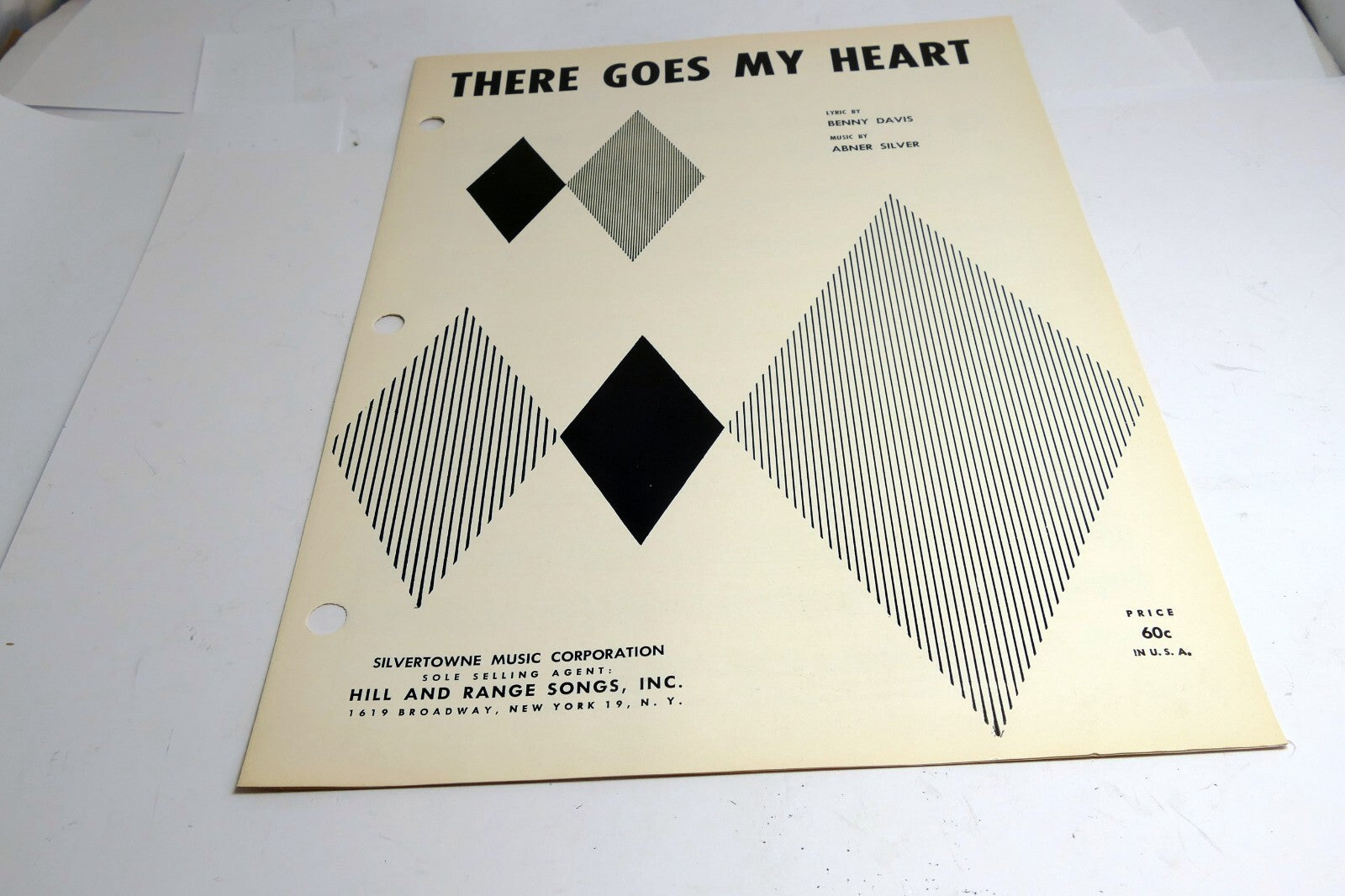 There Goes My Heart Benny Davis Abner Silver 1960  Sheet Music