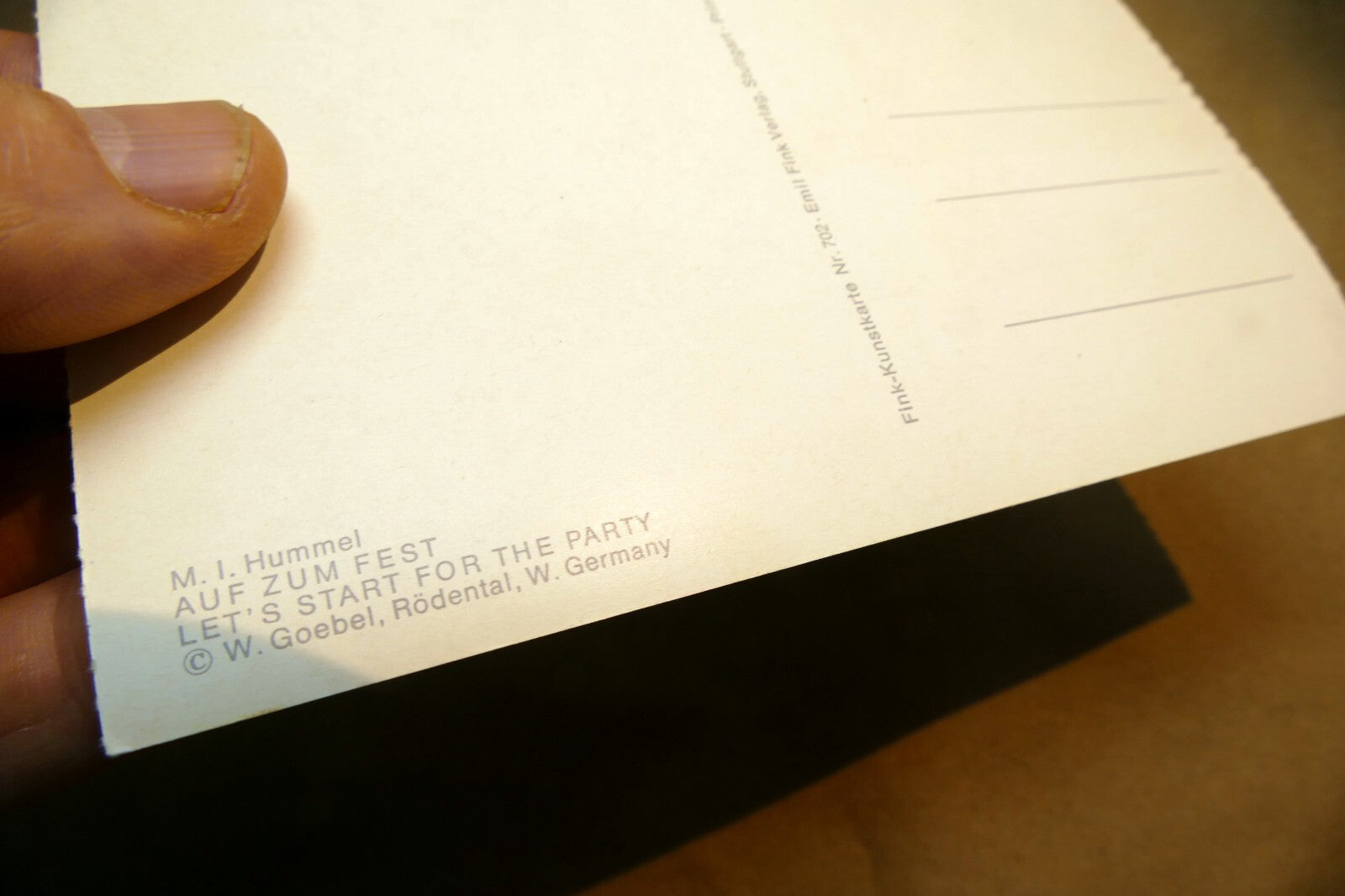 Hummel Lets Start The party Girl birds Postcard W. Germany Art - Unposted - mint