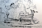 C1940's "i'm just taking it easy" (william standing) humor comic postcard