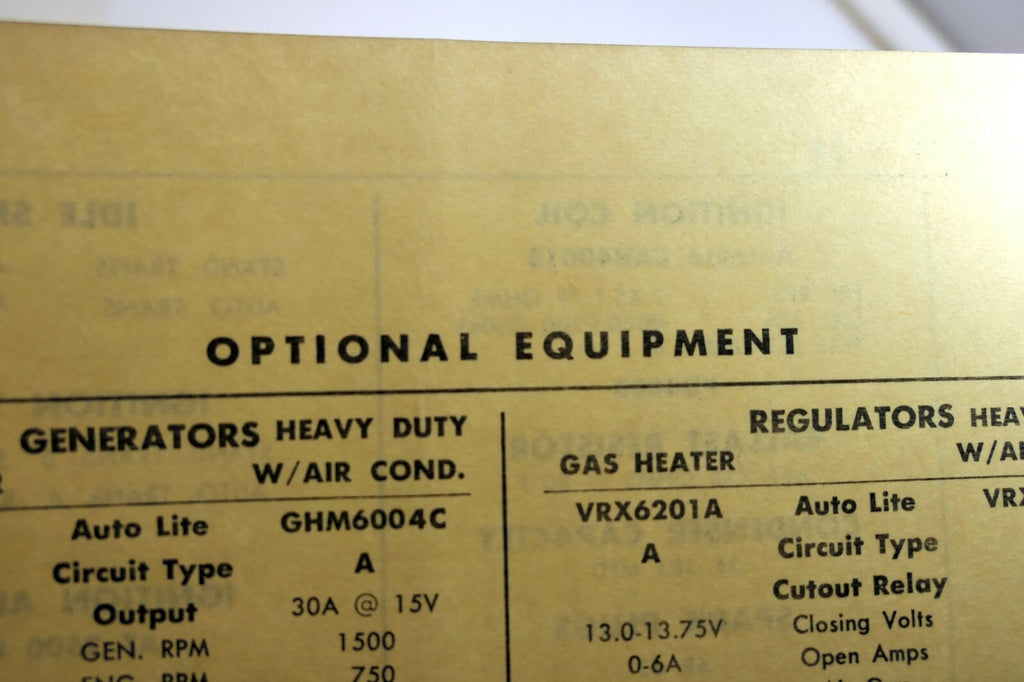 1957 Desoto Firesweep S-27 Sun Electric tune-up  sheet chart