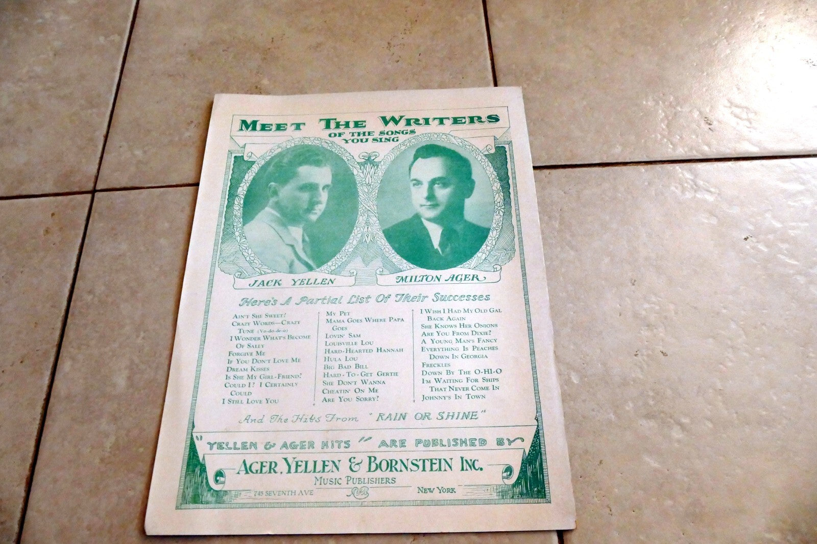 Sweet Dreams by Milton Ager 1928 Yellen & Bornstein Inc. New York