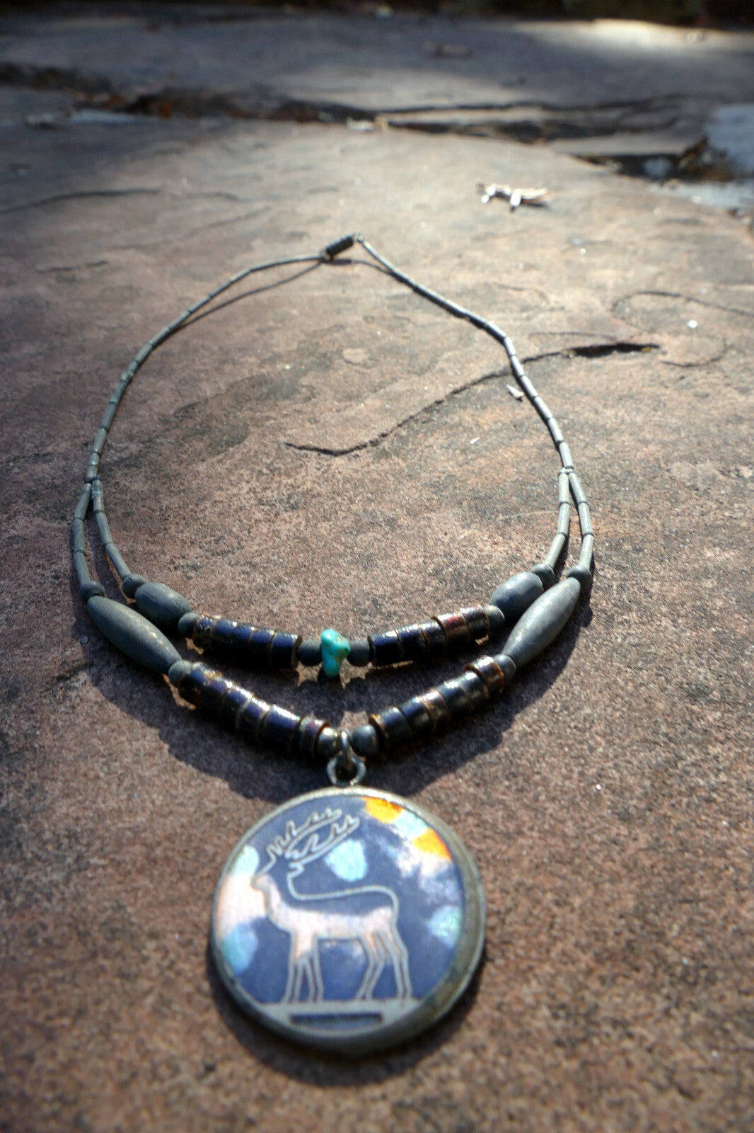 Deer Stag Brooch Necklace Native American south west USA