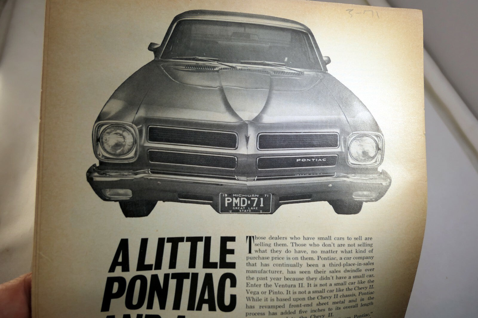 Pontiac ventura ii 1971 car magazine clippings advertisement ad (hot rod)
