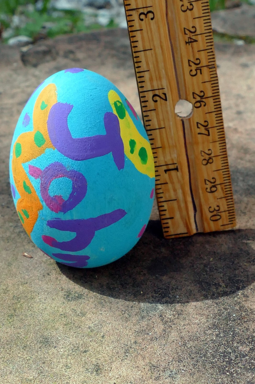 Vintage Wooden Ornament Hand Painted Easter Egg - signed JOHN
