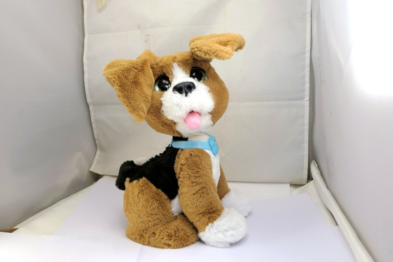 Hasbro Fur Real Friends   Brown White Dog  Barks 10" Large