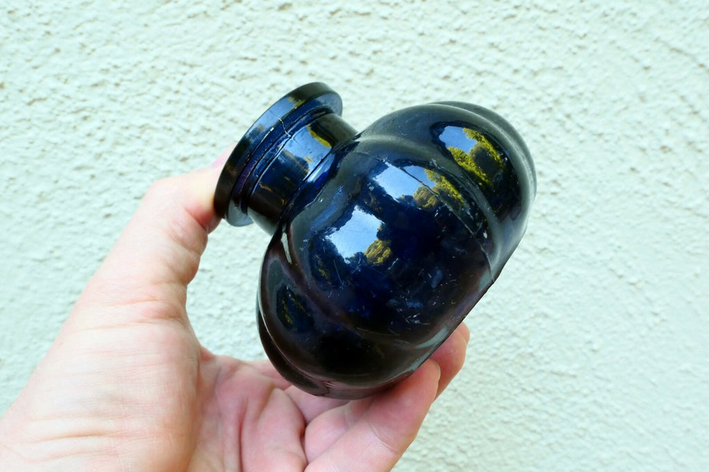 Water bong Hookah Pipe 3" inches tall thick Blue  GLASS