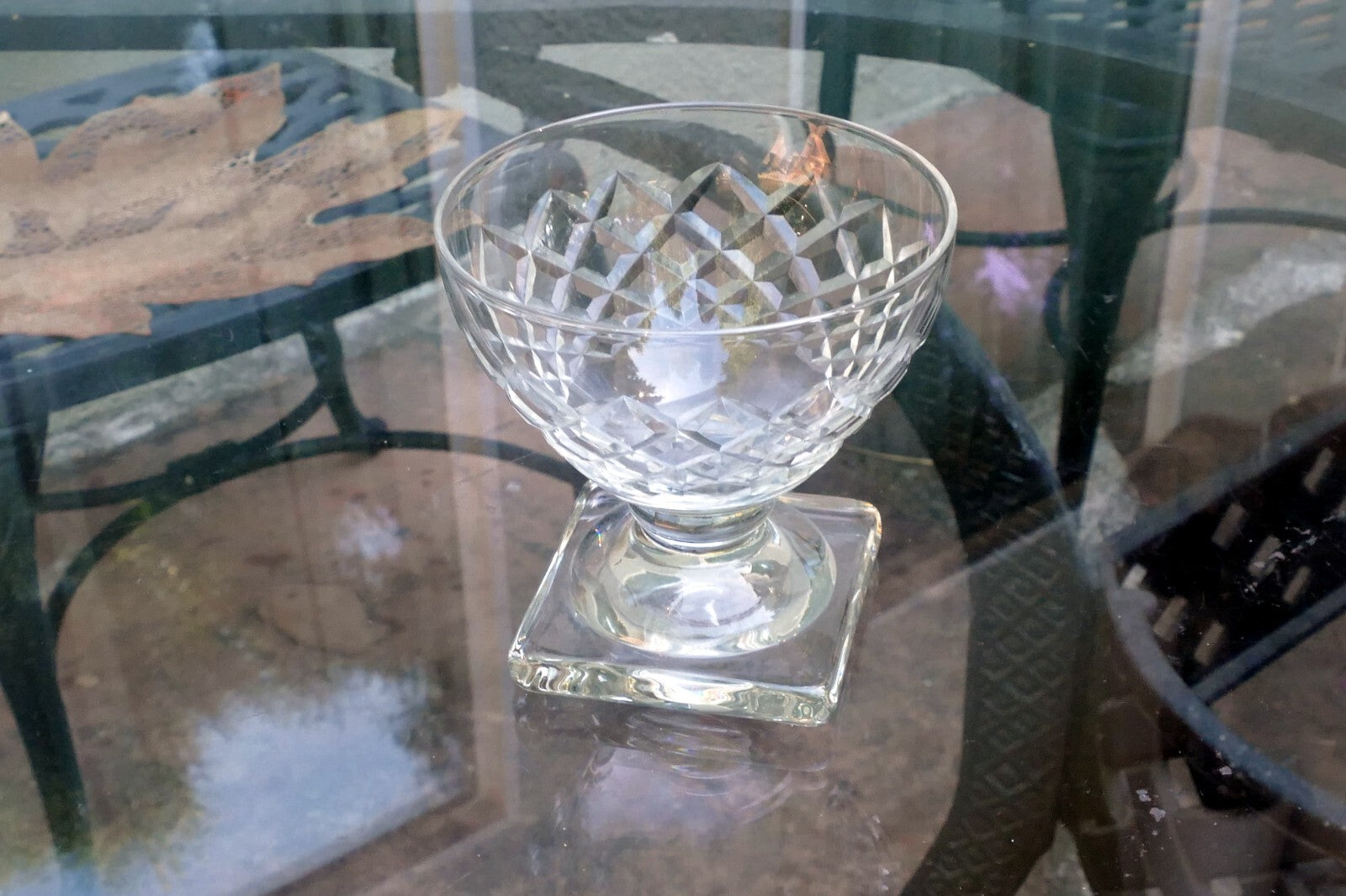 Waterford Goblet Desert Cup 3.5" Tall Square base Diamond - single piece