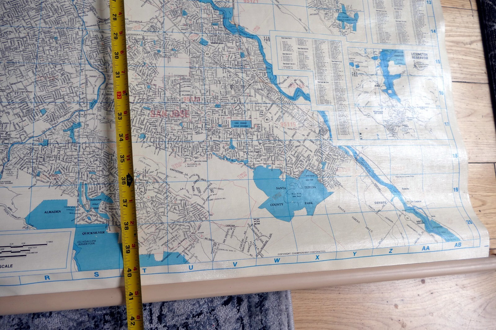 Wall Hanging Santa Clara County Map San Jose Silicon Valley USA 58X42" Ex  Large