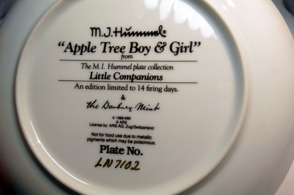 M. I. Hummel Plate Collection Apple Tree Boy and Girl 8" Little Companions 1989