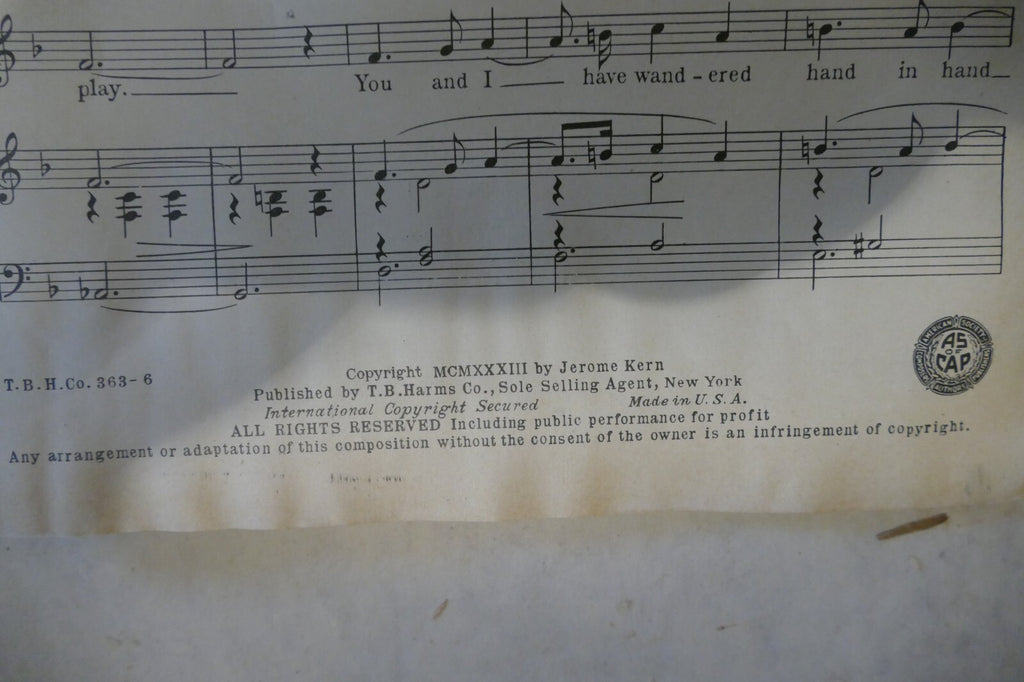 The Touch Of Your Hand , 1933, from "Roberta" musical, Jerome Kern, Otto Harbach