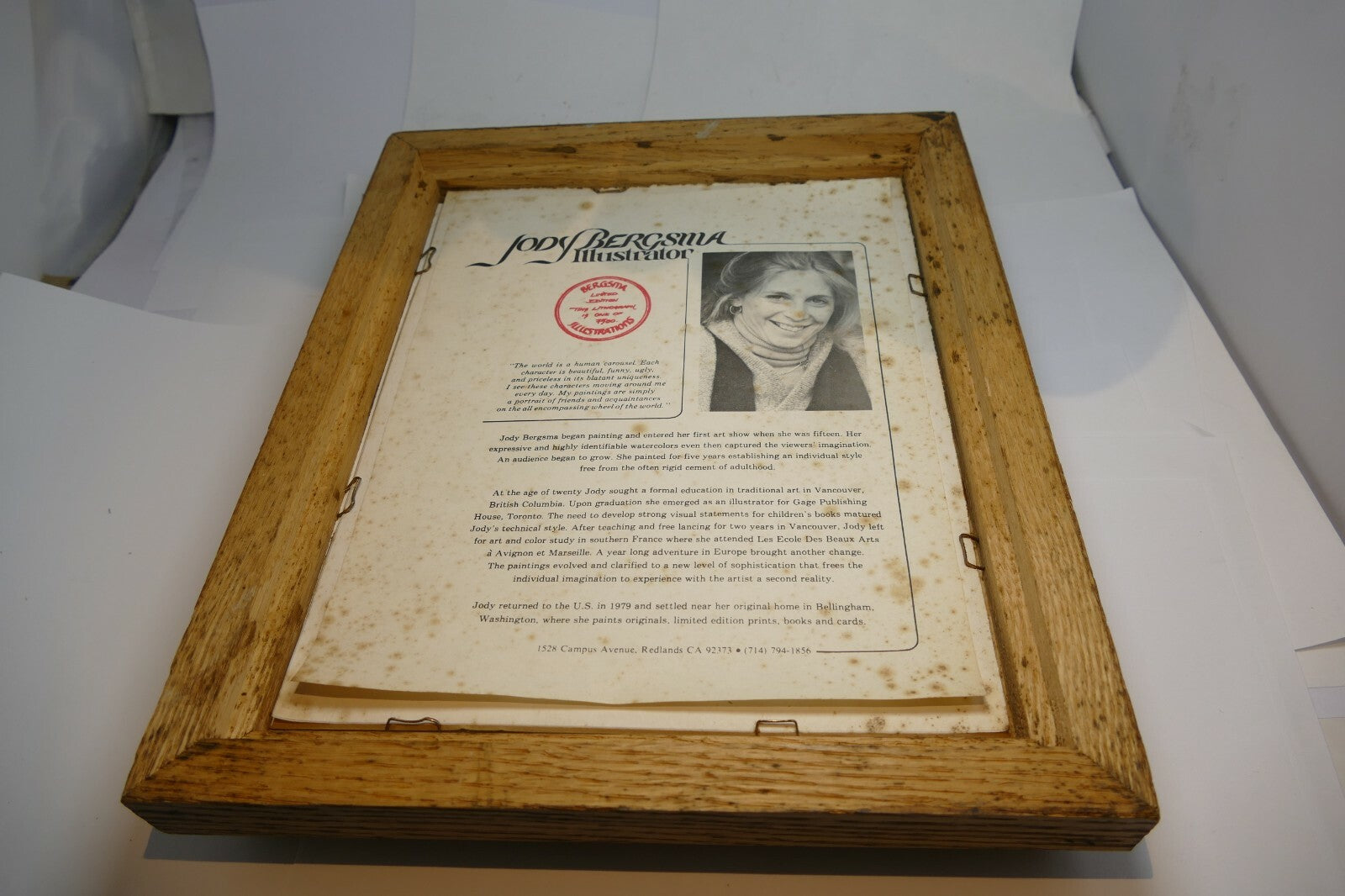 Jody Bergsma 1981 "You Pick Up My Pieces" Print 2029/7500 Framed 10X12"