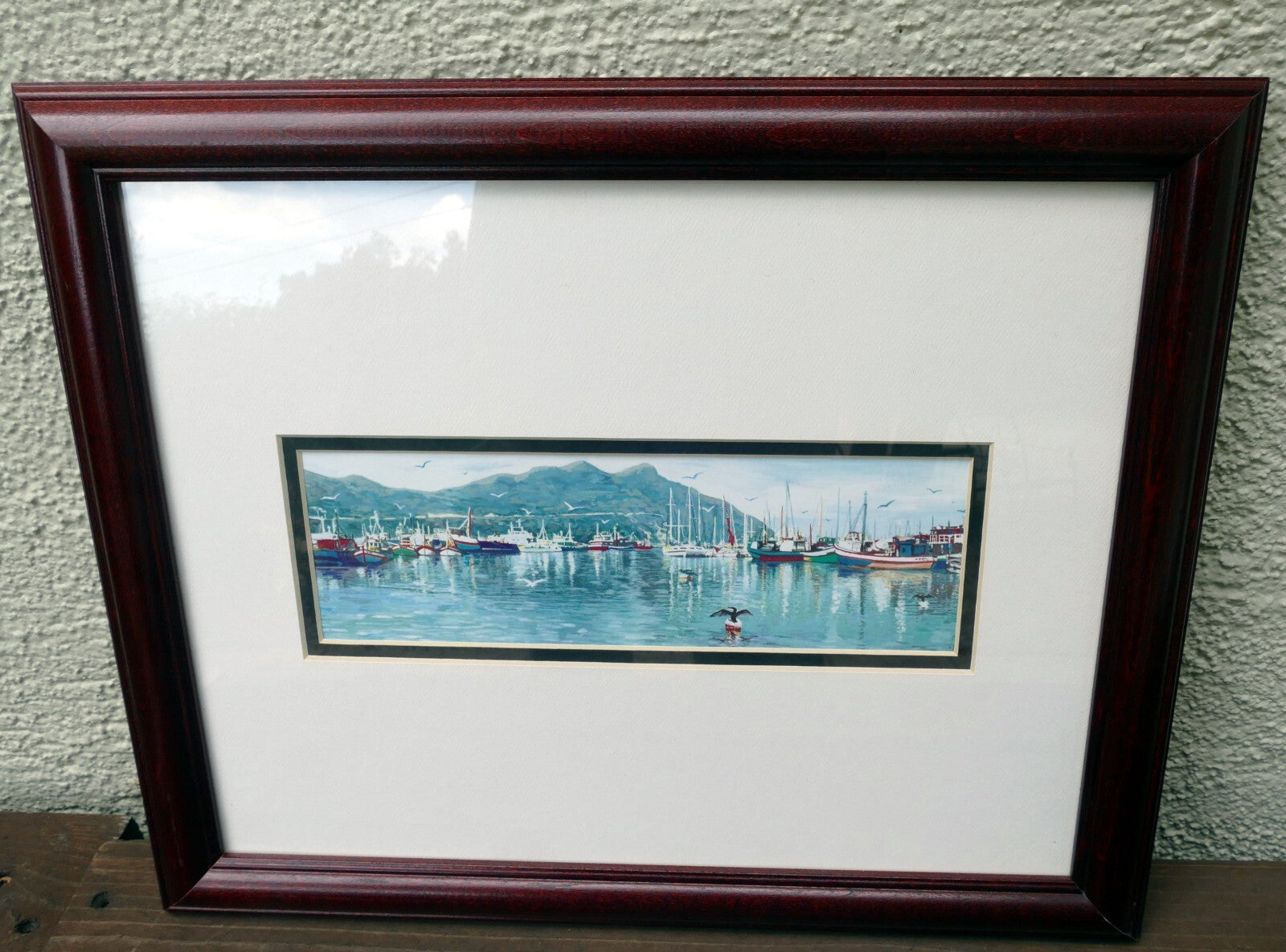 J h wright print lithograph "hout bay" cape collection 10x3.5" signed