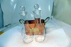 2-PC Olive Oil Vinegar cruet dispenser Set Brass Copper case holder premium