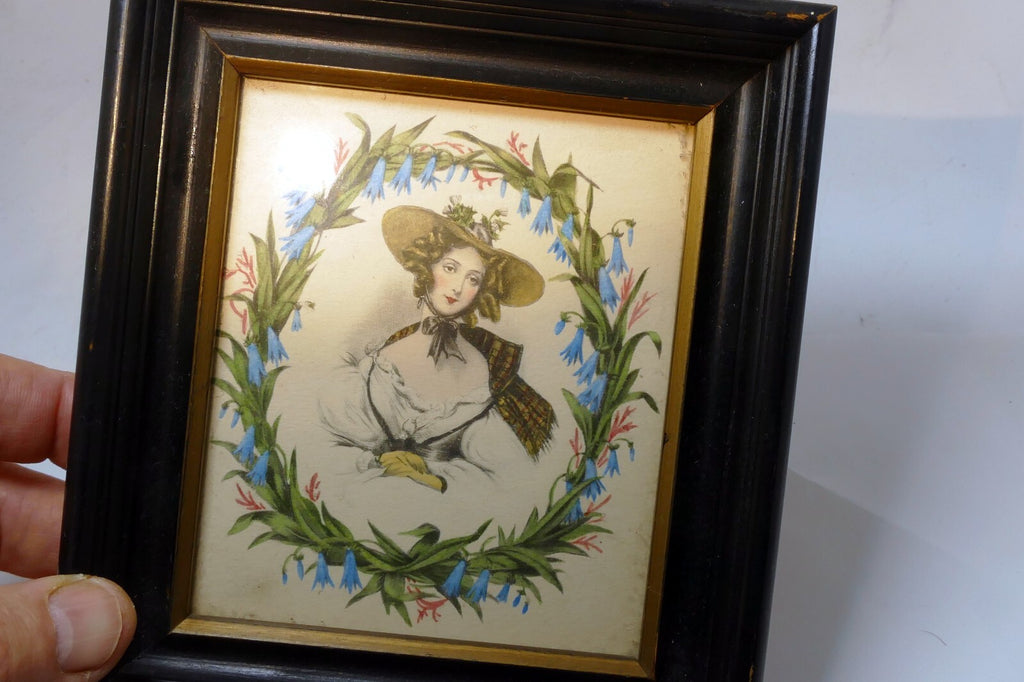 FRENCH MAIDEN WALL DECOR VICTORIAN LADY DESIGN floral Lemercier Lithograph