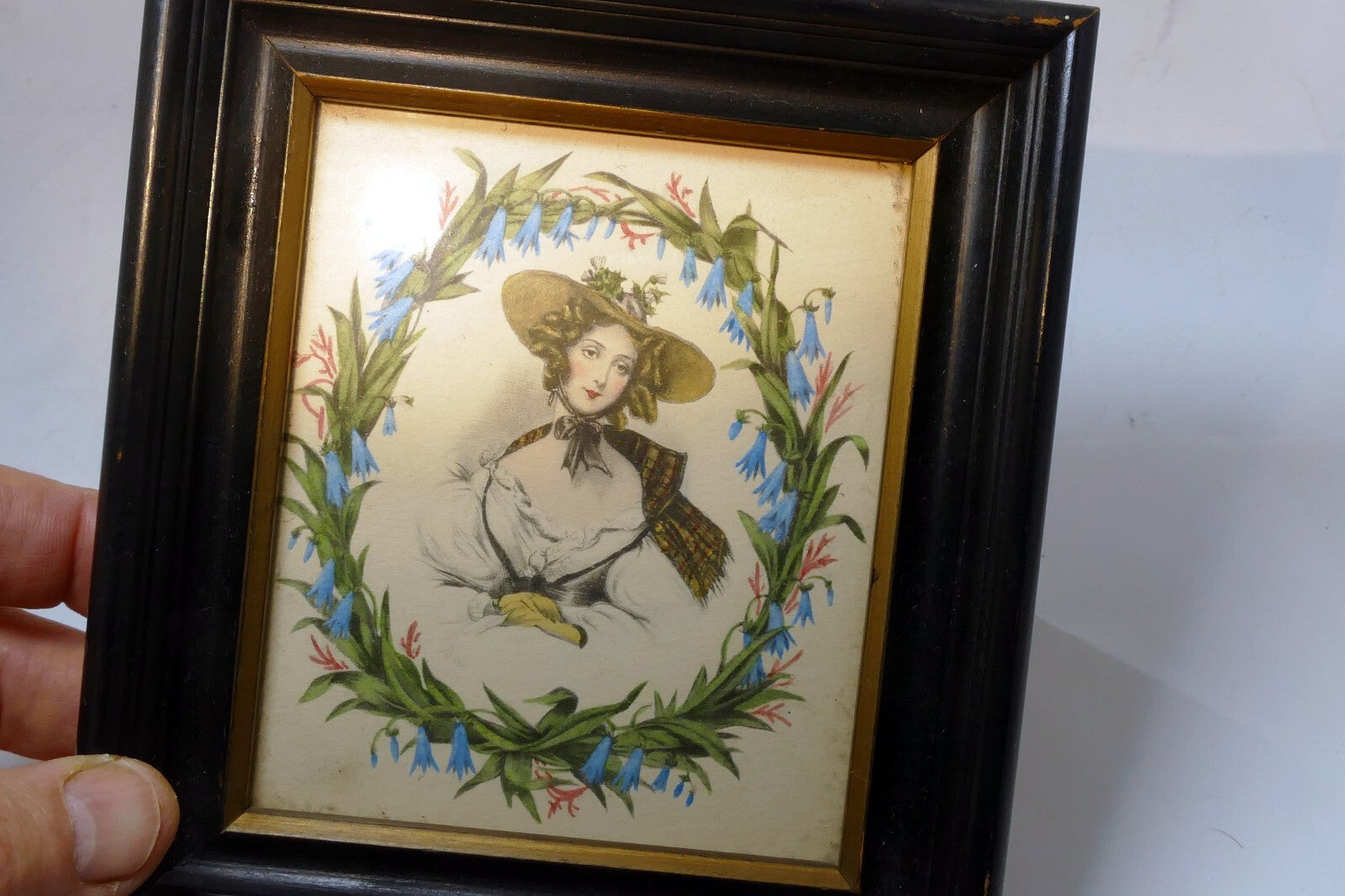 FRENCH MAIDEN WALL DECOR VICTORIAN LADY DESIGN floral Lemercier Lithograph