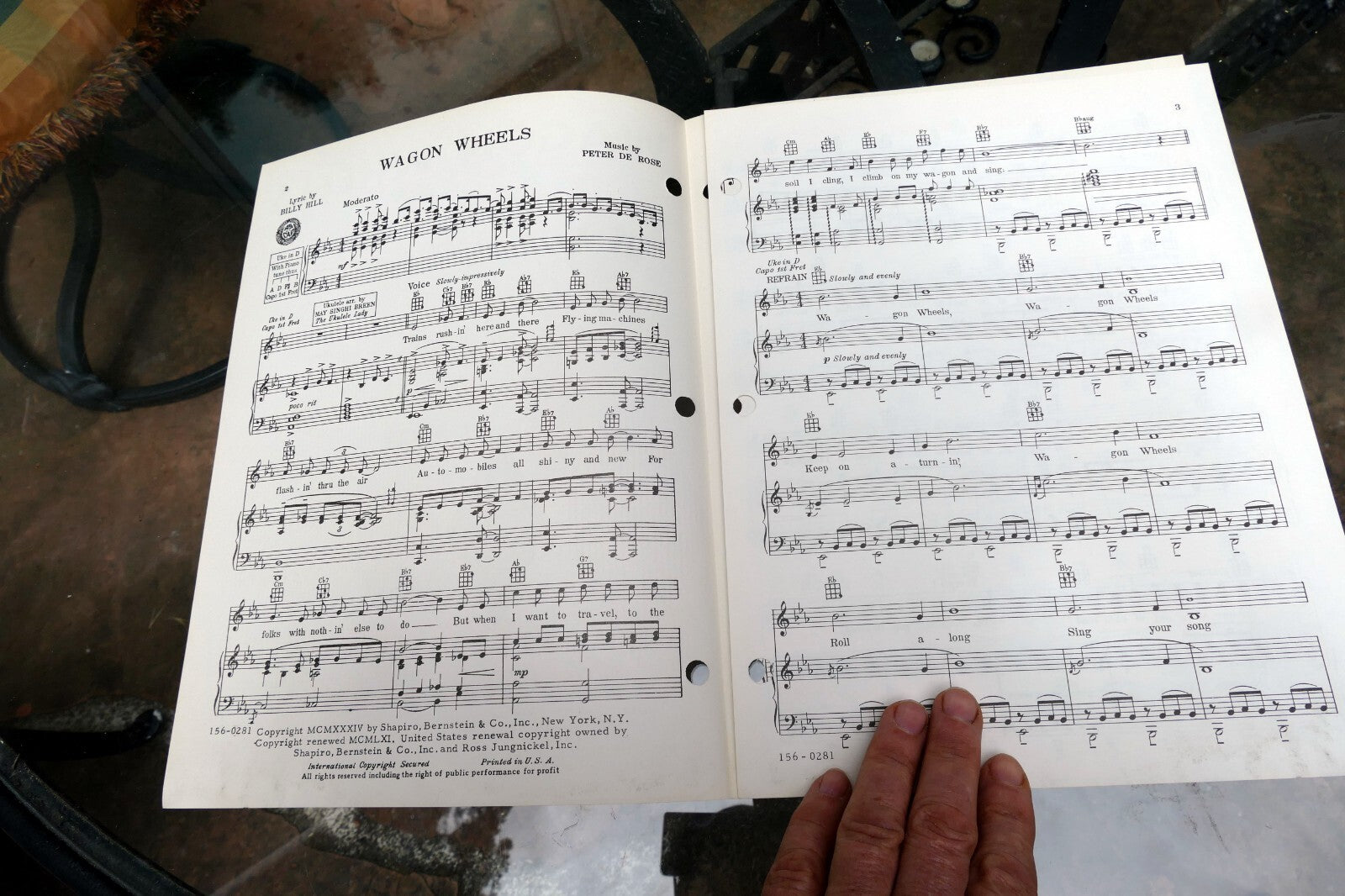 Wagon Wheels by Peter De Rose Hill sheet music 1934 Shapiro Berstein