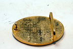 Textured Gold Tone Belt Buckle Cubic Zirconia Sparkle 5X7cm large