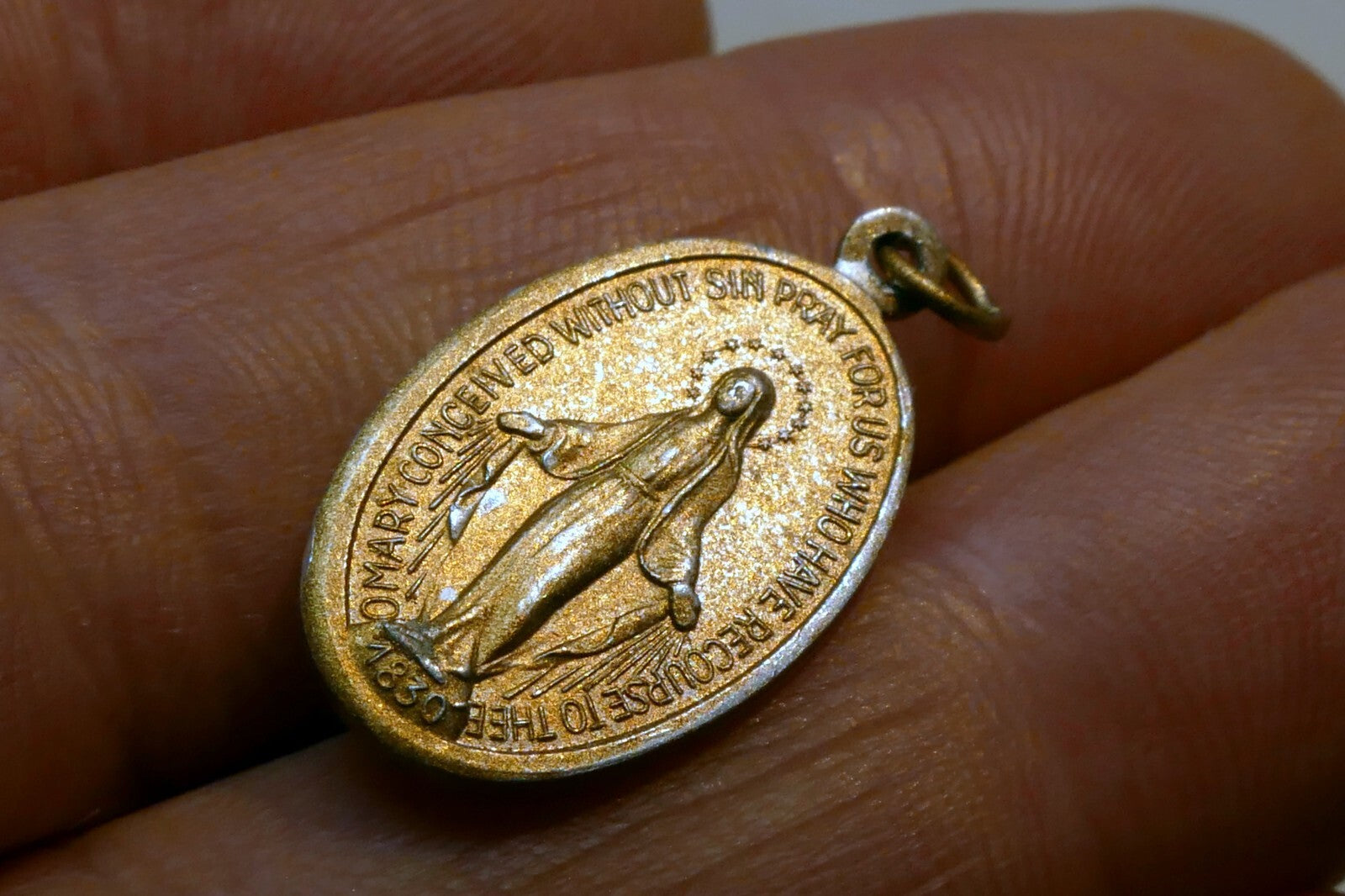 1830 O Mary Conceived Without Sin Pendant Charm pray for us vintage