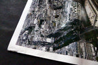 Paris France Arc de Triomphe Poster Print Aerial View Photo 1970's 21X28"