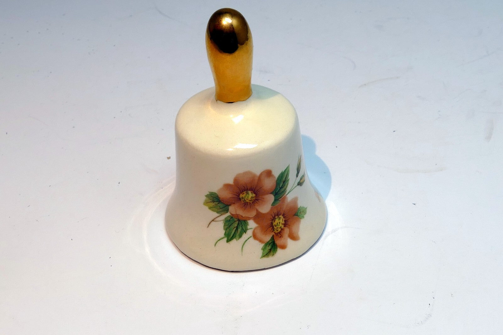 Vintage Hand Painted NIPPON Porcelain Bell D. Pulley Floral 2.5"