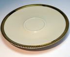 6" teacup plate saucer gold ribbed rim crown 80