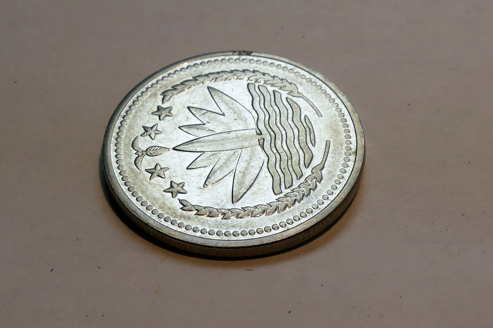 Metal Coin Asia with family &  lotus two adults and two kids