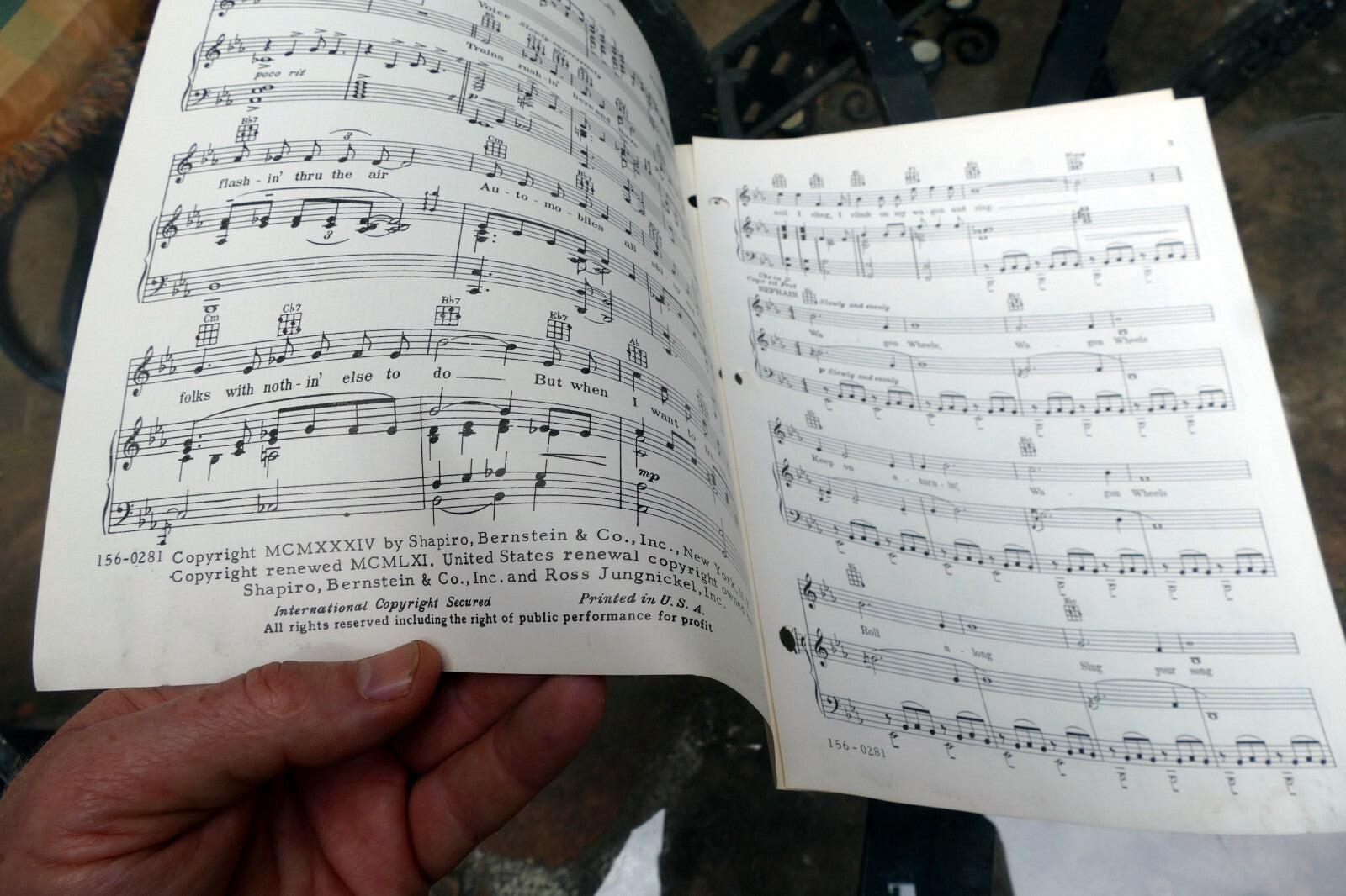 Wagon Wheels by Peter De Rose Hill sheet music 1934 Shapiro Berstein